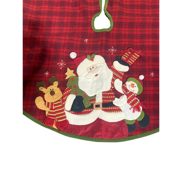 Dan Dee Christmas Tree Skirt Red With 2-D Santa Scene 47 Inches Diameter - Picture 3 of 8